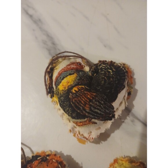 Christmas Ornament  Primitive Handmade Gift Country Cottage Heart- Set of 5 - Picture 4 of 10